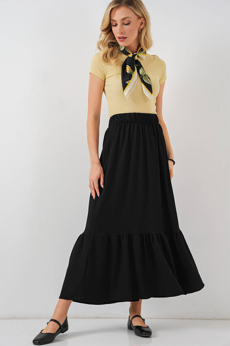 1886 Uzun Örme Etek - Siyah - BİGDART