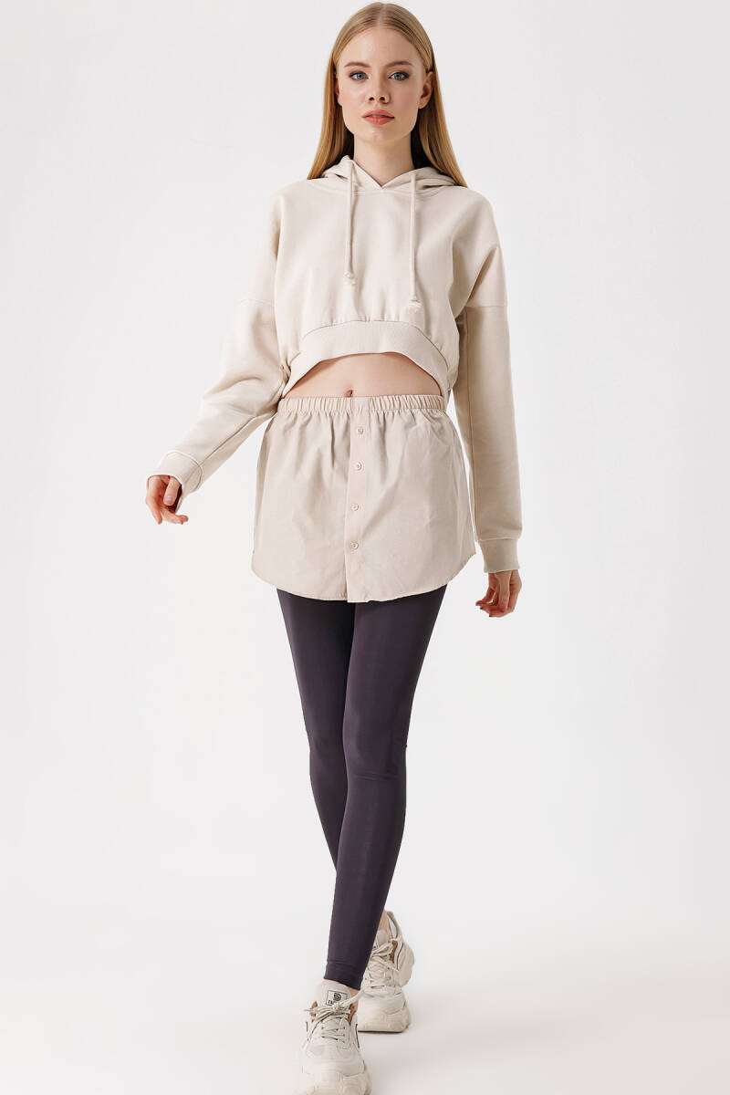 1888 Sweatshirt Ve Kazak Altı Gömlek Etek - Krem - BİGDART