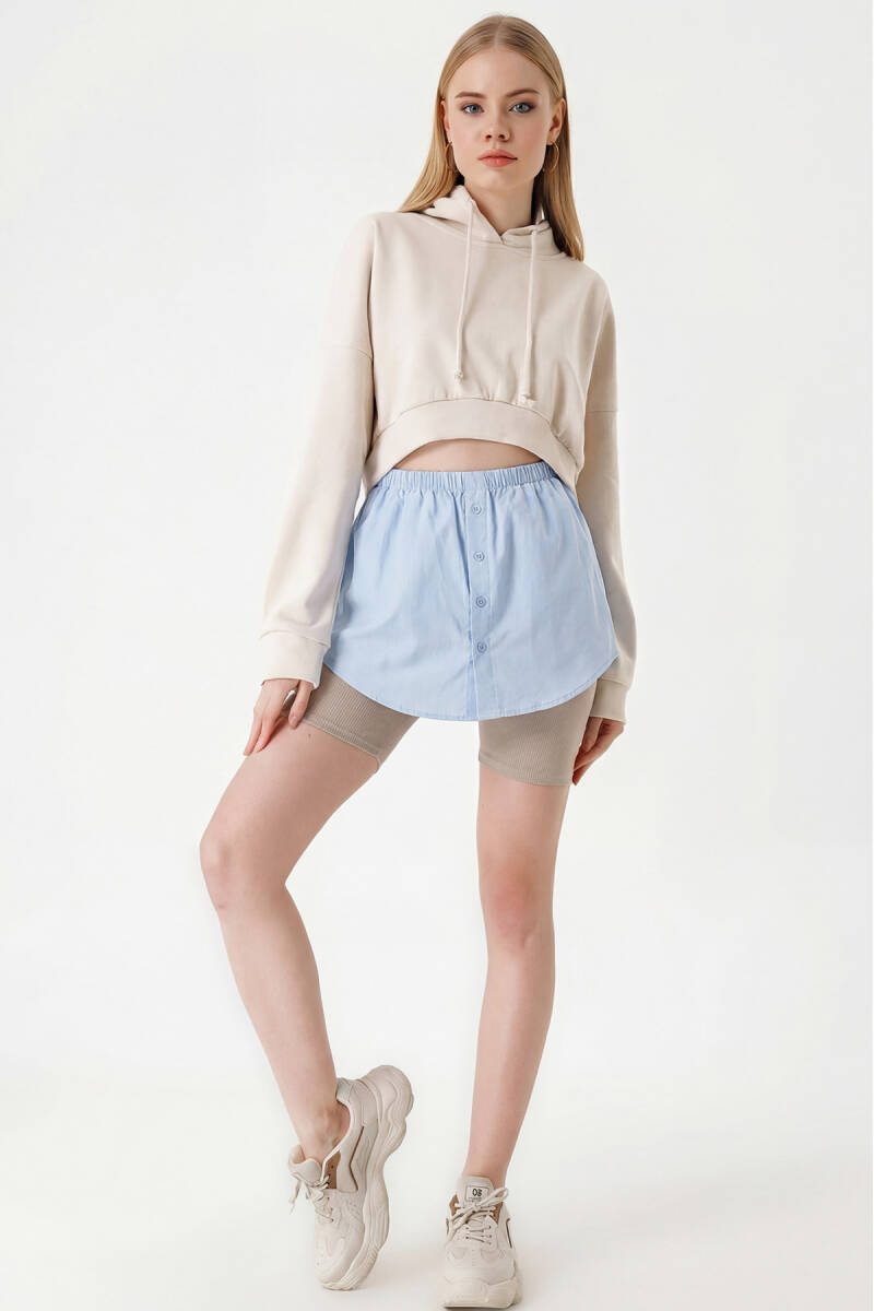 1888 Sweatshirt Ve Kazak Altı Gömlek Etek - Mavi - BİGDART