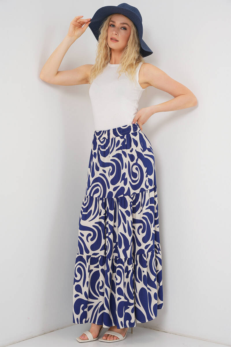 1898 Desenli Uzun Etek - F.Lacivert - BİGDART