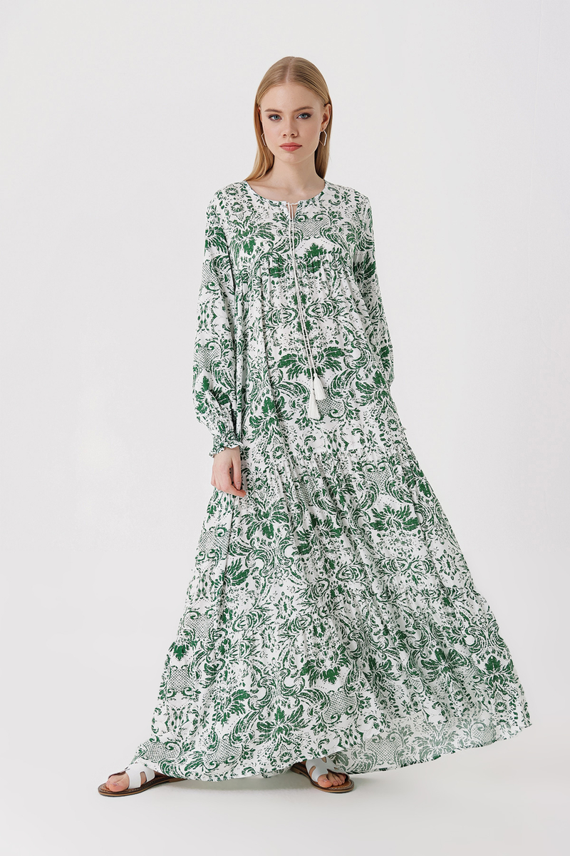 1947 Desenli Uzun Elbise - Y.Zümrüt - BİGDART