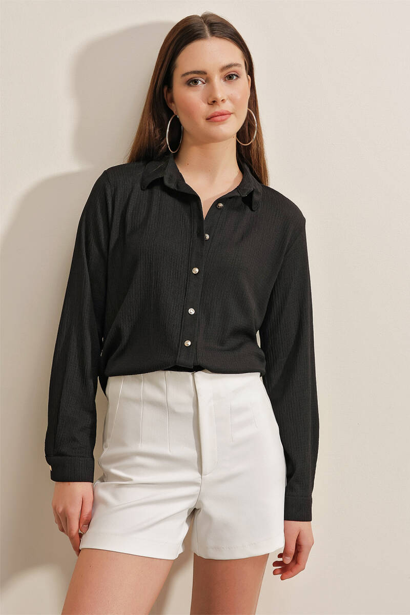 20160 Örme Gömlek - Siyah - BİGDART