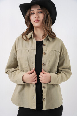 20192 Oversize Gabardin Gömlek Ceket - Haki 