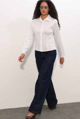 20231 Slim Fit Poplin Gömlek - Beyaz - 2