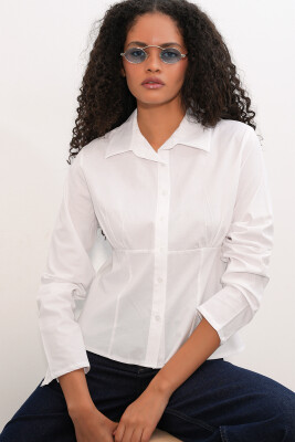 20231 Slim Fit Poplin Gömlek - Beyaz - 3