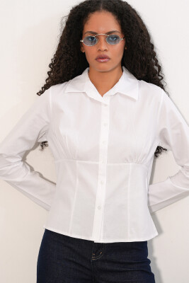 20231 Slim Fit Poplin Gömlek - Beyaz - 4