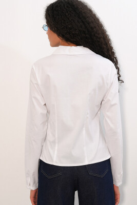 20231 Slim Fit Poplin Gömlek - Beyaz - 6