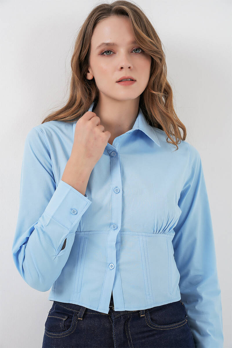 20231 Slim Fit Poplin Gömlek - Mavi - BİGDART