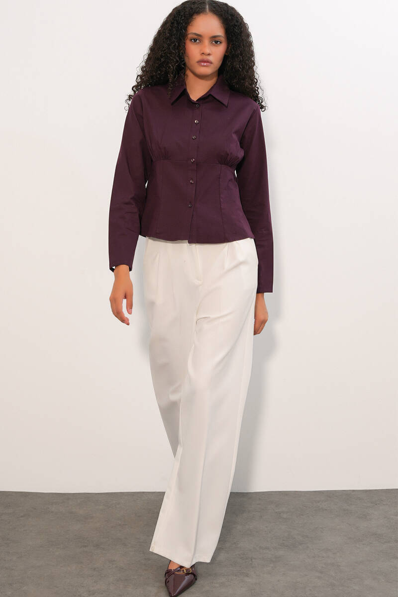 20231 Slim Fit Poplin Gömlek - Mürdüm (1)