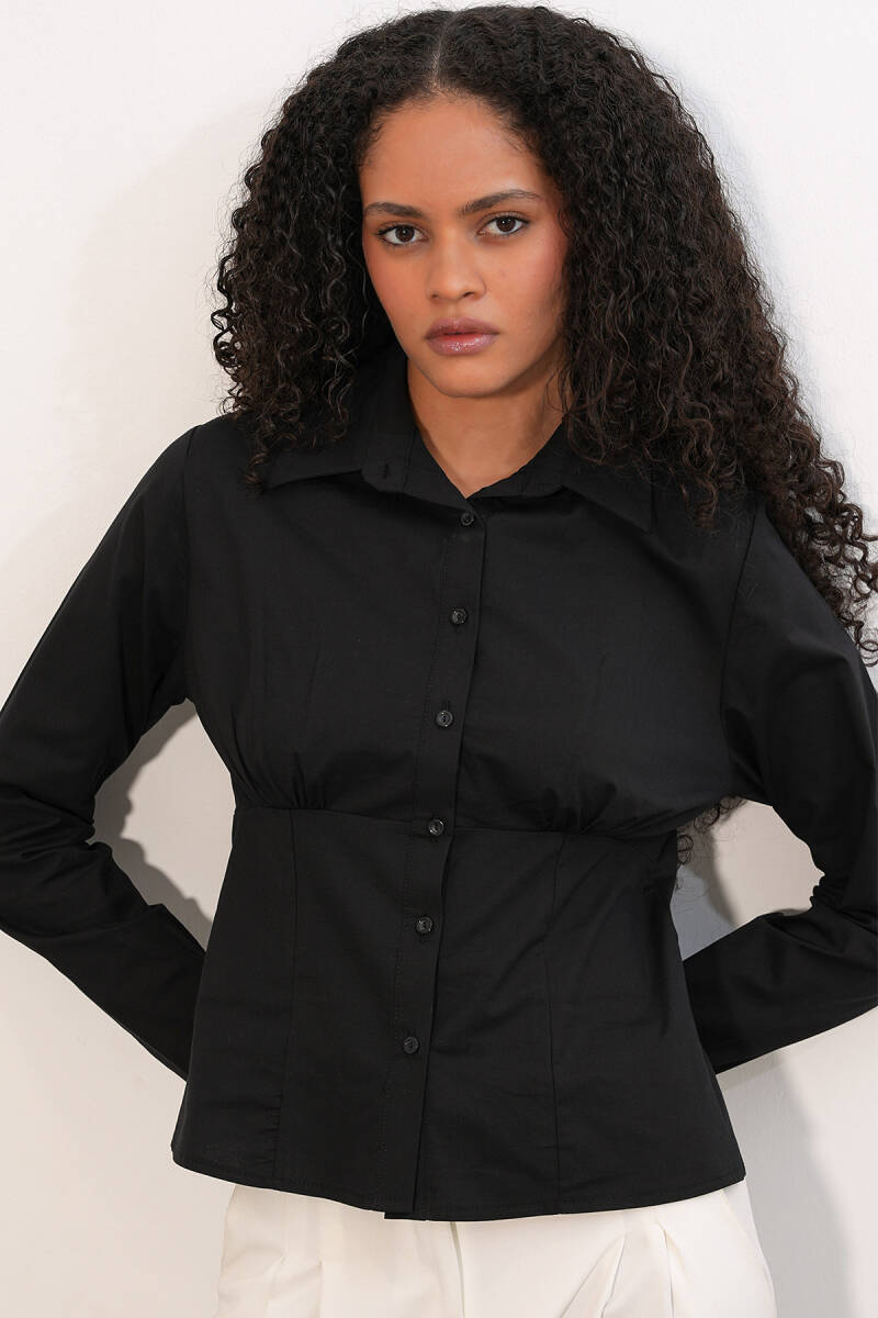 20231 Slim Fit Poplin Gömlek - Siyah - BİGDART