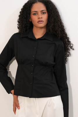 20231 Slim Fit Poplin Gömlek - Siyah - 3