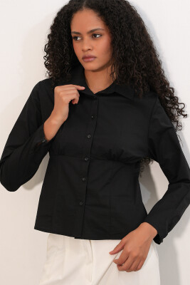 20231 Slim Fit Poplin Gömlek - Siyah - 4