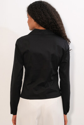 20231 Slim Fit Poplin Gömlek - Siyah - 6