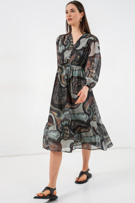 2137 Desenli Şifon Elbise - C. Çağla - 2