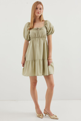 2351 Kloş Poplin Elbise - Çağla - 2