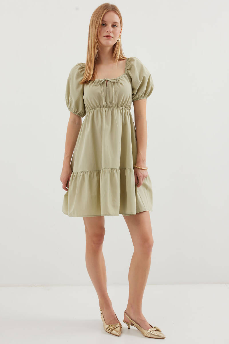 2351 Kloş Poplin Elbise - Çağla (1)