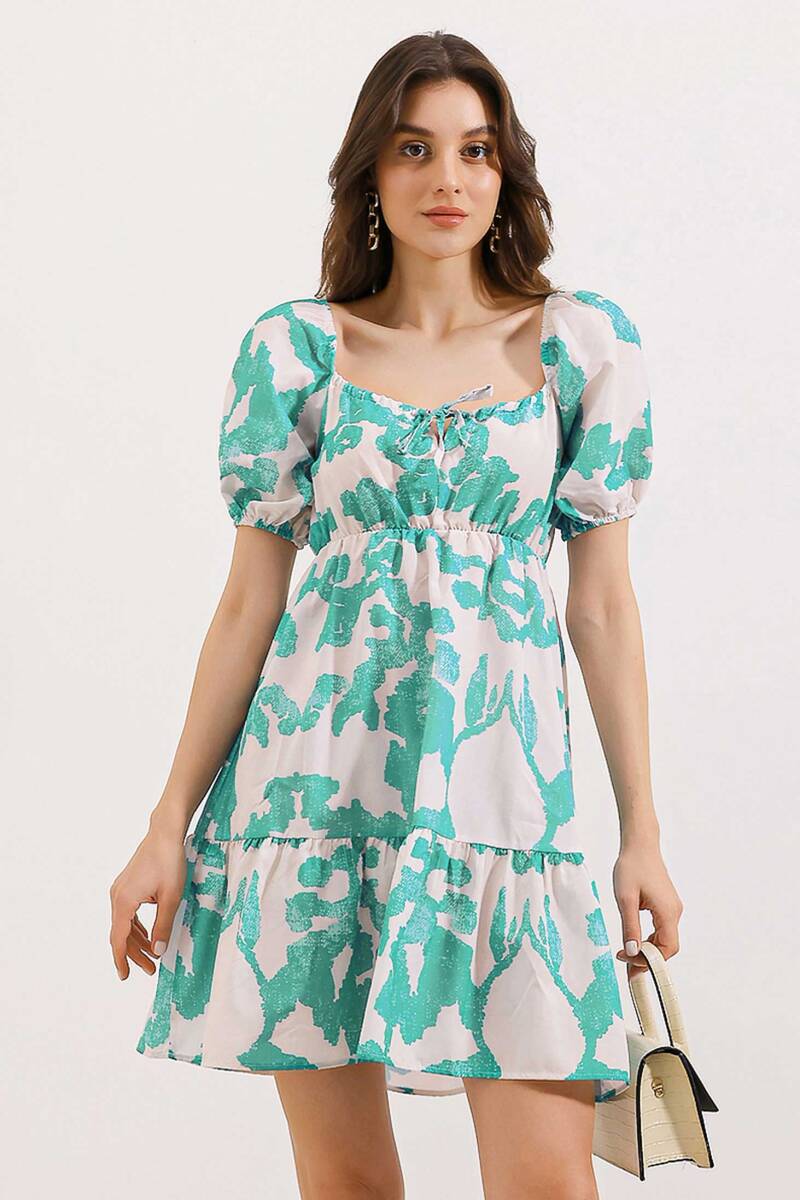 2351 Kloş Poplin Elbise - D. Mint - BİGDART