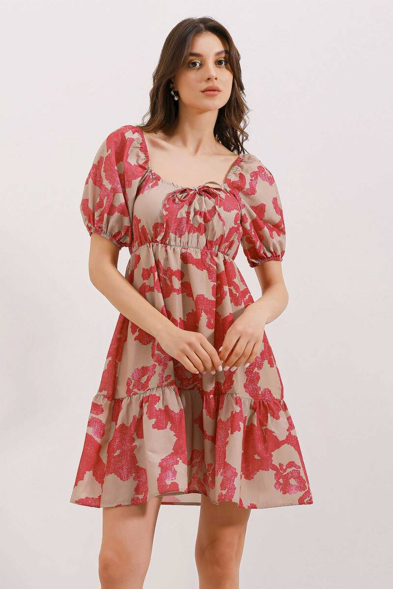 2351 Kloş Poplin Elbise - D. Fuşya - BİGDART