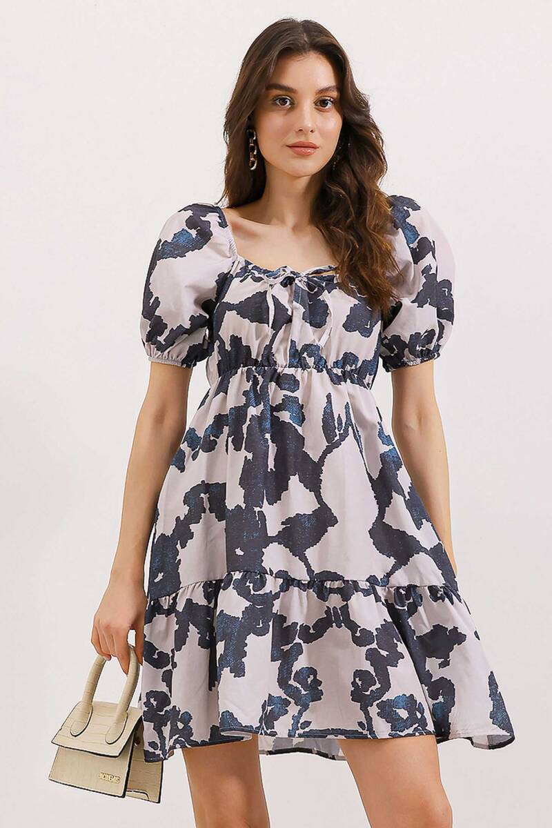 2351 Kloş Poplin Elbise - D. Siyah - BİGDART