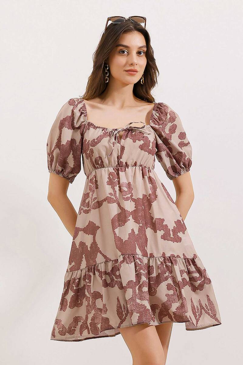 2351 Kloş Poplin Elbise - D.Gül Kurusu - BİGDART