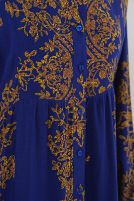 Saks Gold Desenli Tesettür Elbise 2423 - 5