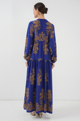 Saks Gold Desenli Tesettür Elbise 2423 - 6