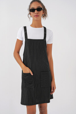 2440 Mini Salopet Elbise - Siyah 
