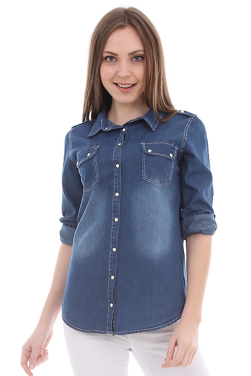 3005 CEP DETAYLI KOT GÖMLEK - Mavi - BİGDART