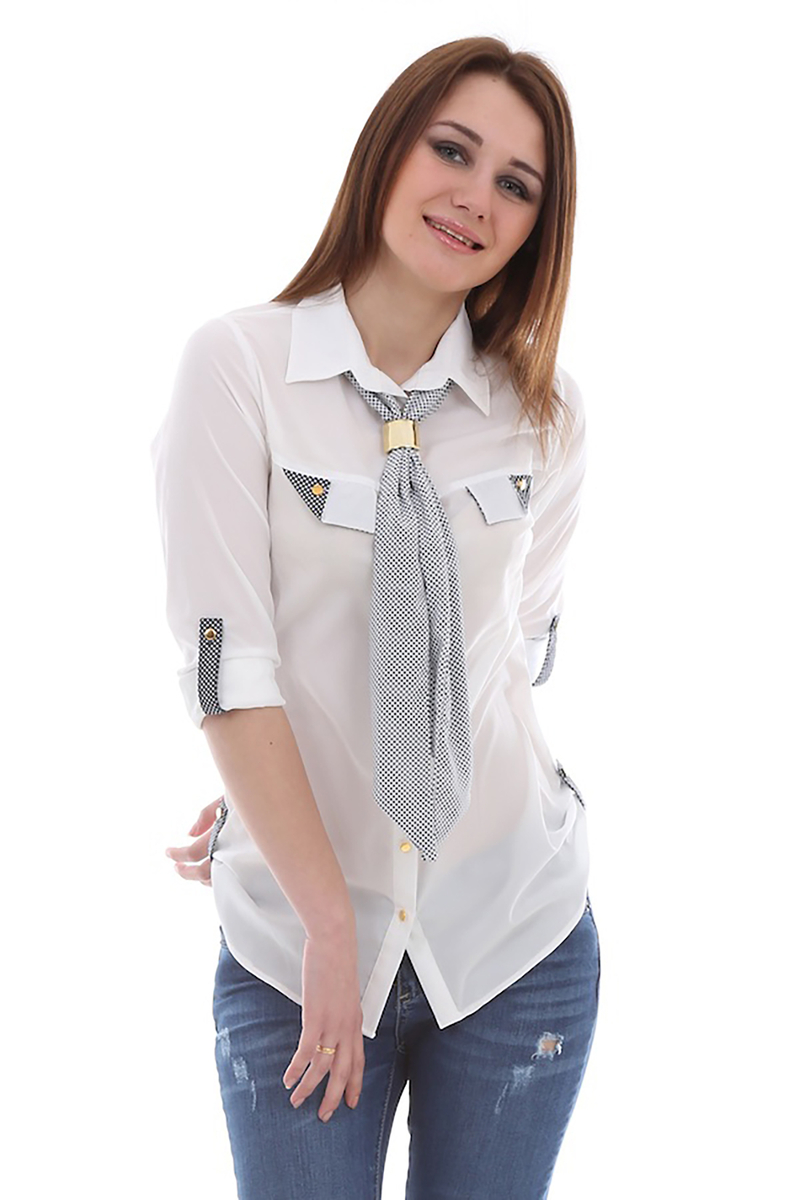 3078 YAKA AKSESUARLI GÖMLEK - Beyaz - BİGDART