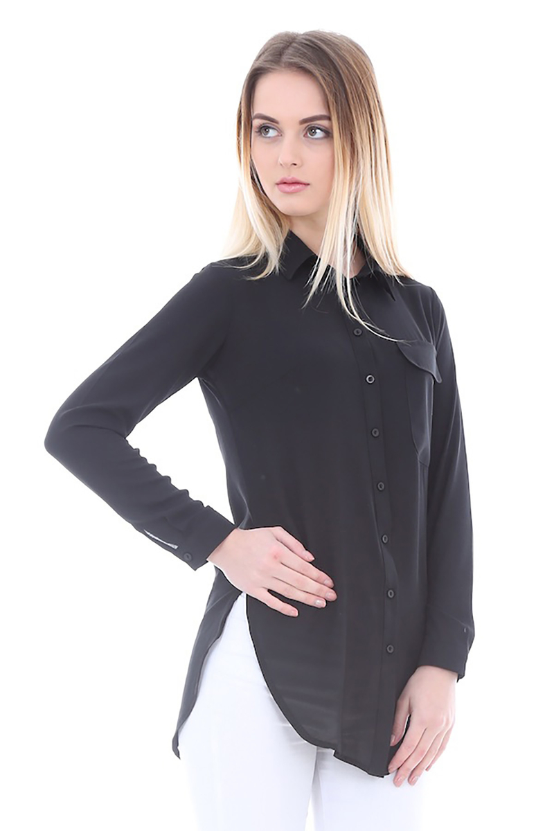 3309 CEP DETAYLI GÖMLEK - Siyah - BİGDART