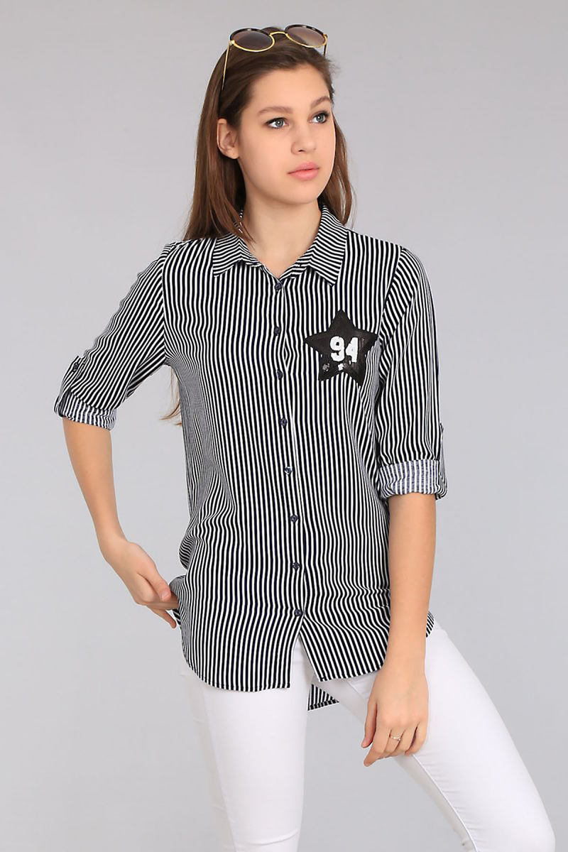 3340 Çizgili Gömlek - Lacivert - BİGDART