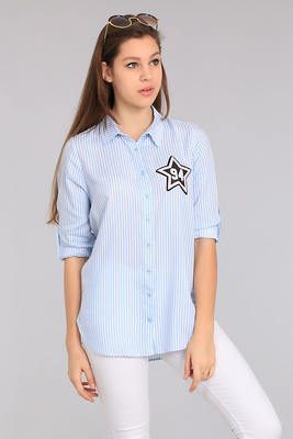 3340 Çizgili Gömlek - Mavi - BİGDART