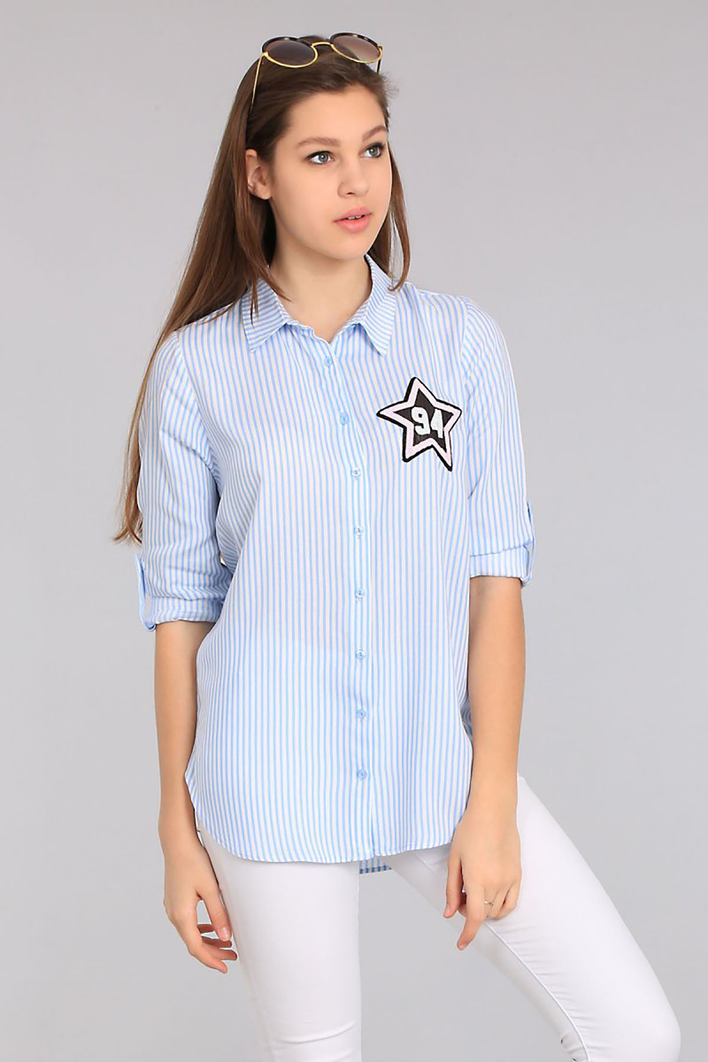 3340 Çizgili Gömlek - Mavi - BİGDART