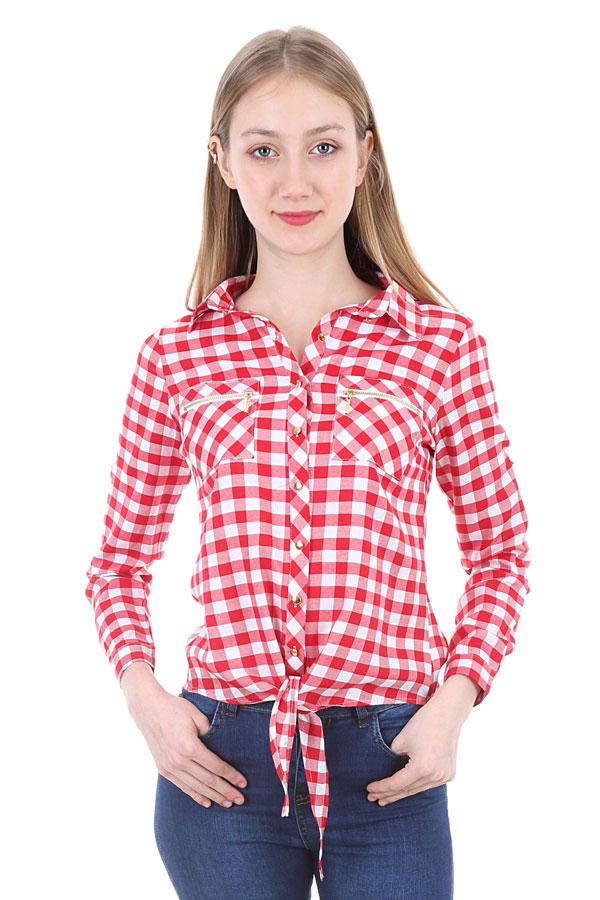 3399 Desenli Gömlek - Kırmızı - BİGDART