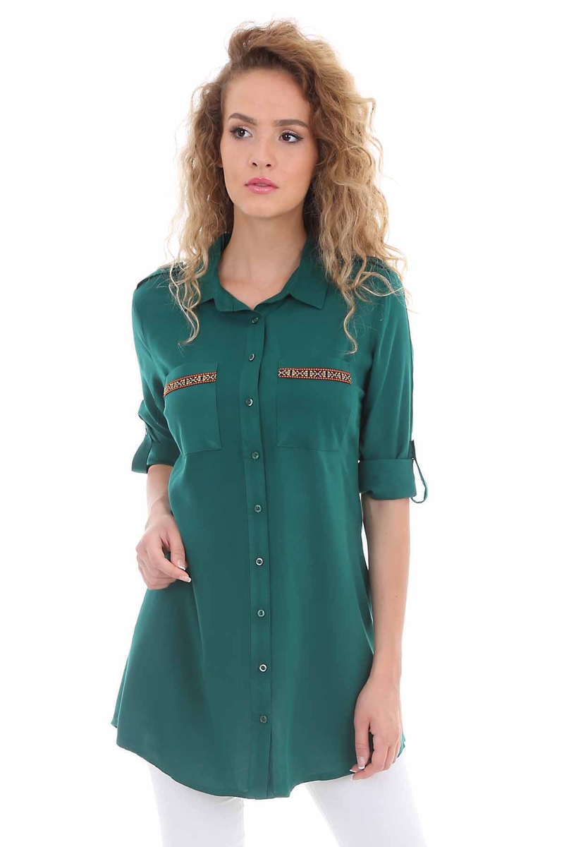 3422 ŞERİT DETAYLI TUNİK - Yeşil - BİGDART