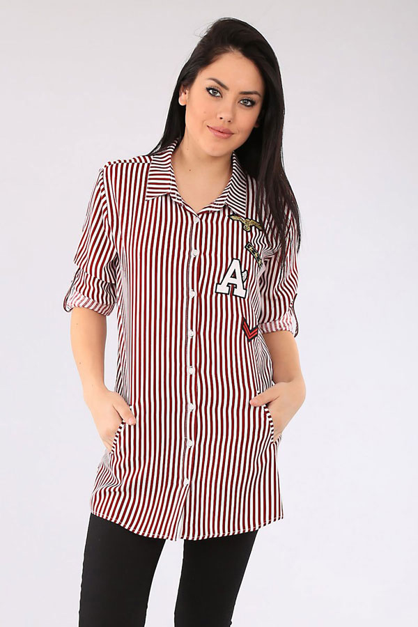 3436 ARMALI GÖMLEK - Bordo - BİGDART