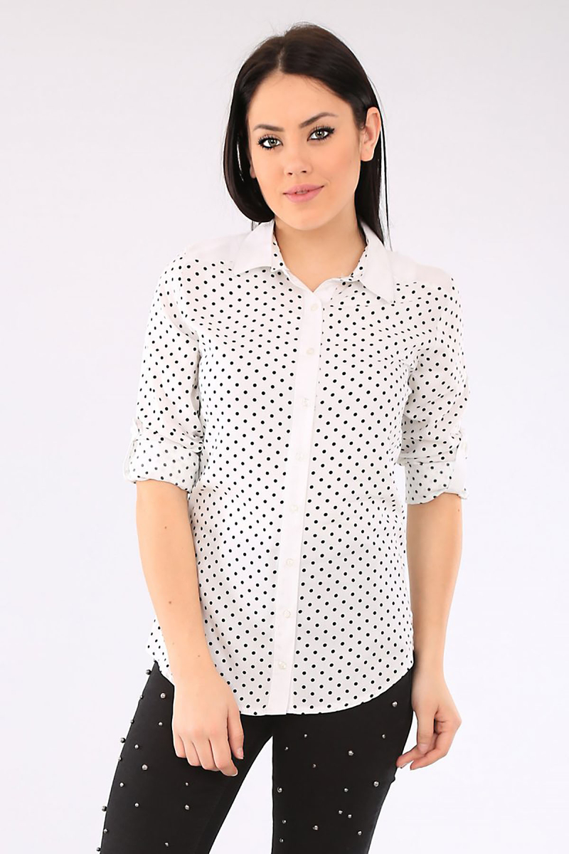 3441 PUANLI GÖMLEK - Beyaz - BİGDART