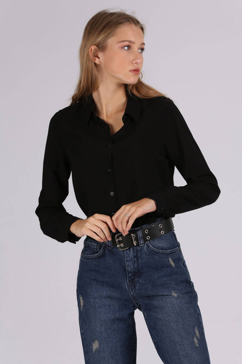 3785 Viskon Gömlek - Siyah - BİGDART