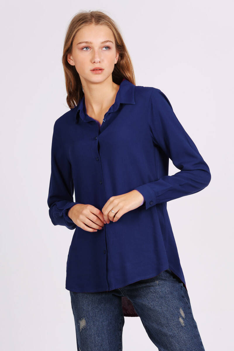 3785 Viskon Gömlek - Lacivert - BİGDART