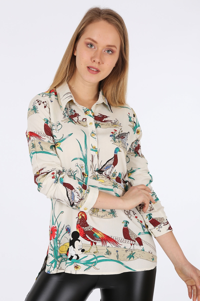 3832 Pola Yaka Gömlek - Ekru - BİGDART