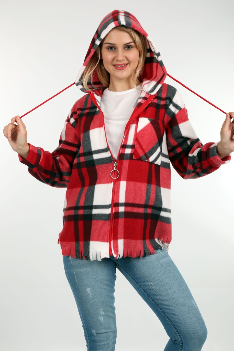 3861 Ekose Desen Gömlek - Kırmızı - BİGDART