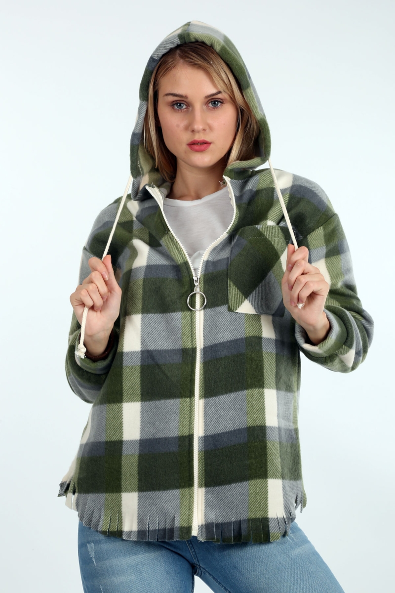 3861 Ekose Desen Gömlek - Yeşil - BİGDART