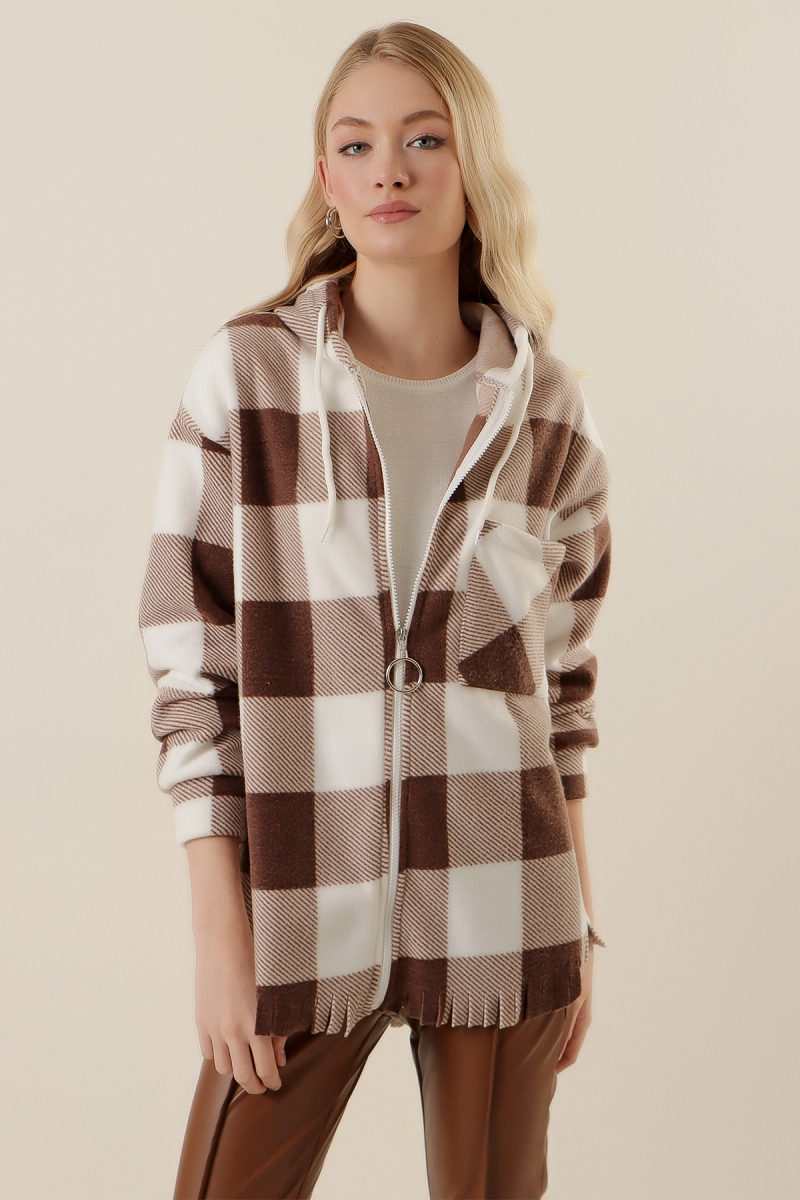 3861 Ekose Desen Gömlek - Kahverengi - BİGDART