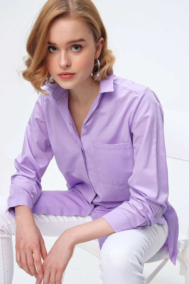 3879 Oversize Cepli Gömlek - Lila (1)