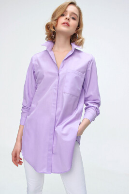 3879 Oversize Cepli Gömlek - Lila - 4