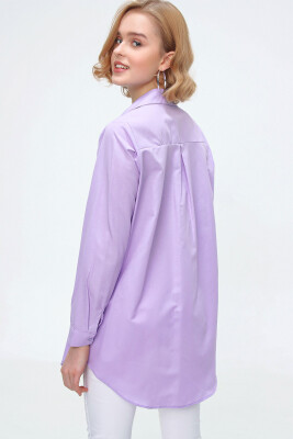 3879 Oversize Cepli Gömlek - Lila - 5