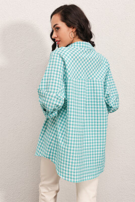 3900 Oversize Kareli Gömlek - Y.Mint - 6