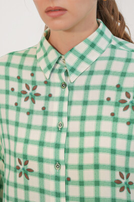 3900 Oversize Kareli Gömlek - Y.Yeşil - 2