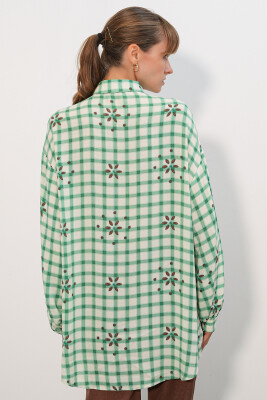 3900 Oversize Kareli Gömlek - Y.Yeşil - 3