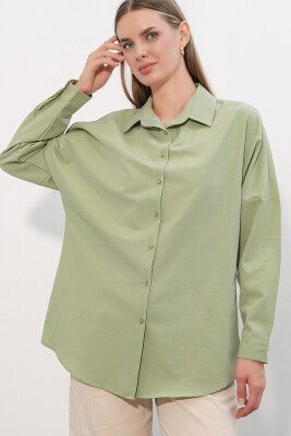 3900 Oversize Uzun Basic Gömlek - A.Haki - 3
